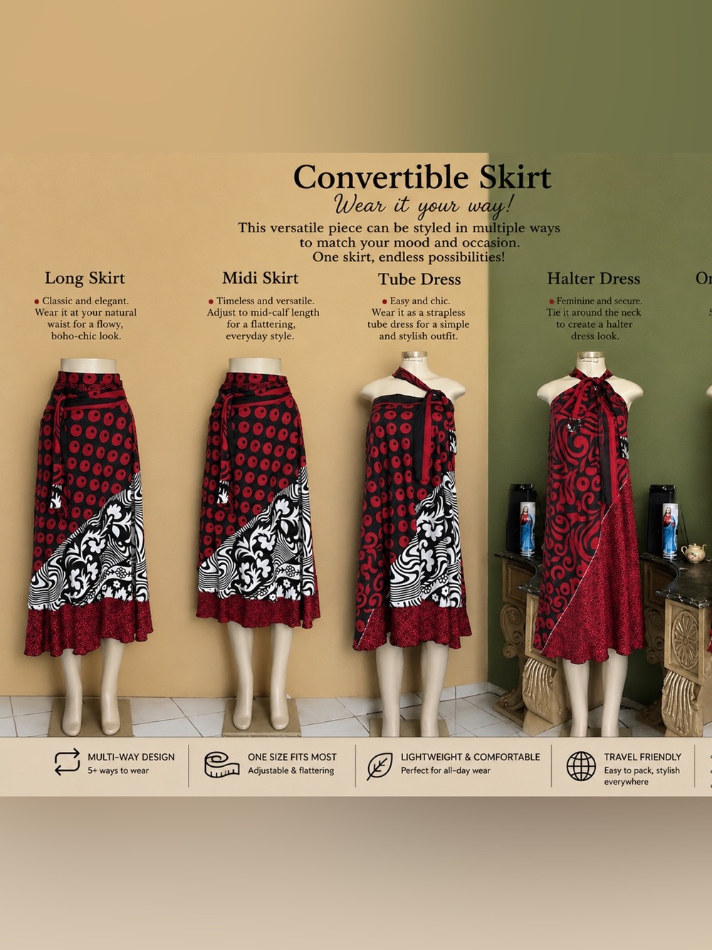 Skirt Dress Convertible Kariza Wrap Skirt Boho Blend One Size